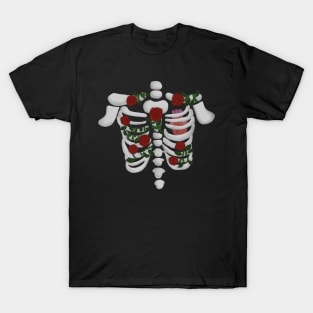 Skeleton ribs (heart and roses) T-Shirt